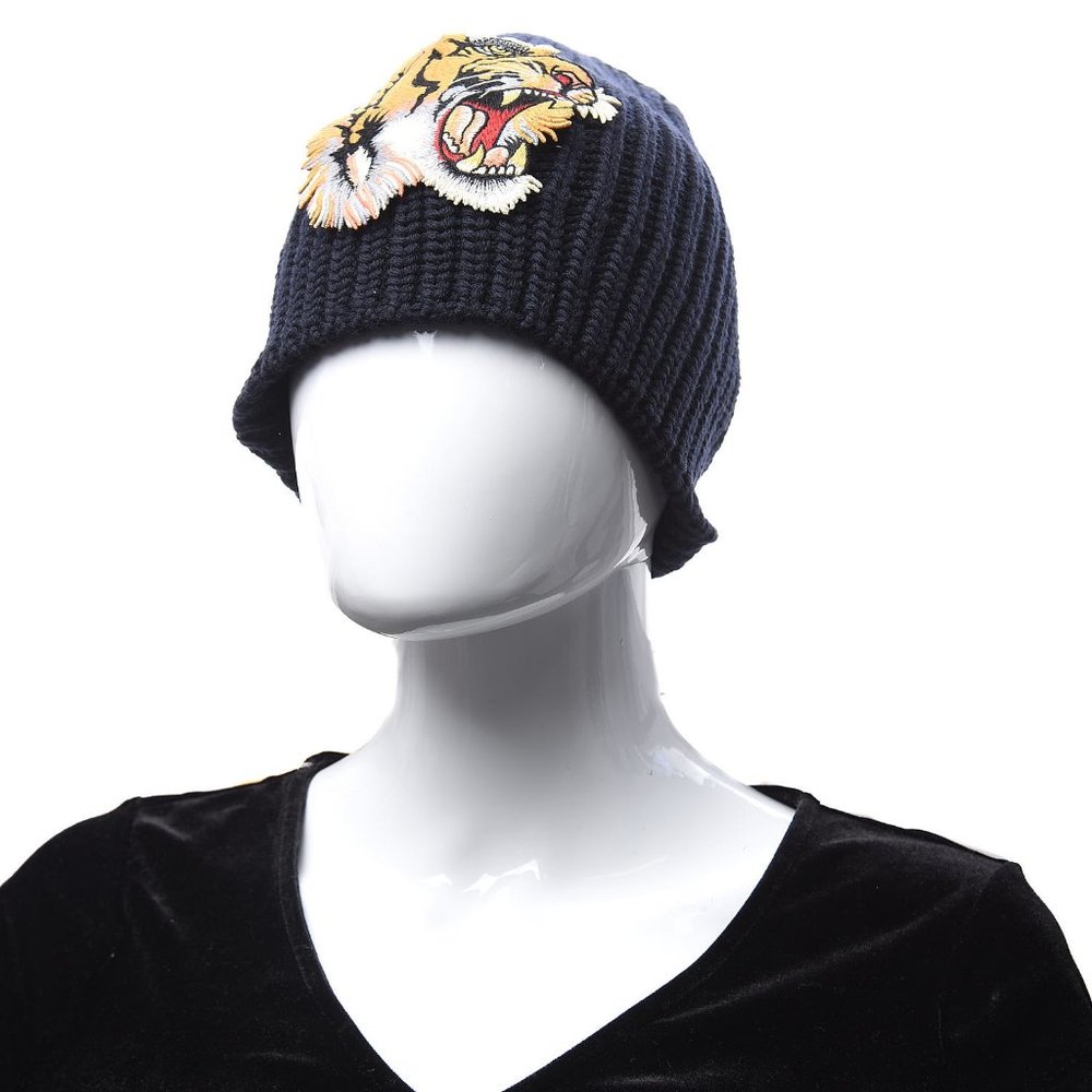 Gucci Tiger Embroidered Wool Hat in Midnight Blue NEW WITH TAGS AND DUST BAG - Picture 6 of 6